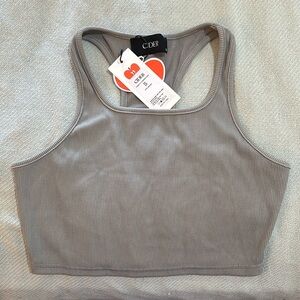 Light beige tank top; athletic top